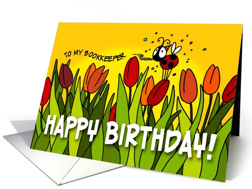 Happy Birthday tulips - bookkeeper card (405449)