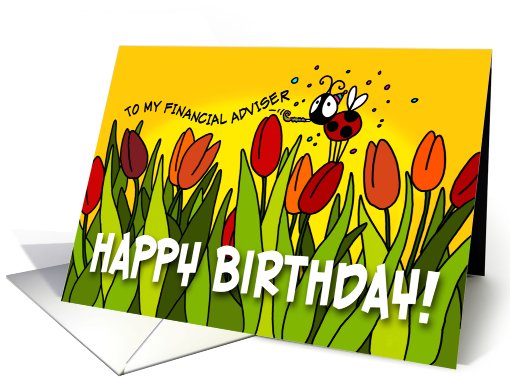 Happy Birthday tulips - financial adviser card (405450)