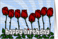 Red roses birthday - for the woman I love card