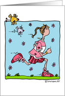 Running Woman in Springtime You Go Girl card