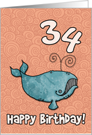 Happy Birthday whale - 34 years old card