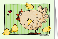 Mother’s Day Cartoon Hen with Chicks card