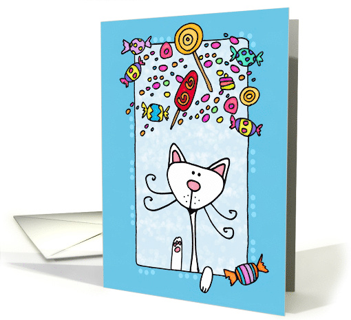 Birthday Kitty and Candy card (46128)