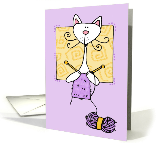 Thinking of You Knitting Kitty card (47237)