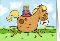 Happy Birthday Horse with Cake card