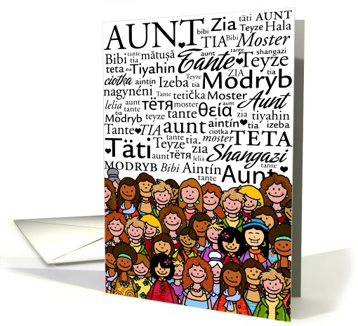 Aunt in Different Languages - Happy Birthday card (617080)