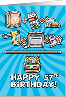 Happy 57th Birthday - cake card
