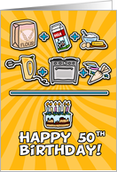 Happy 50th Birthday - cake card
