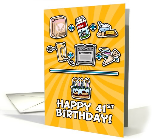Happy Birthday - cake - 41 years old card (646339)