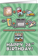 Happy Birthday - cake - 28 years old card