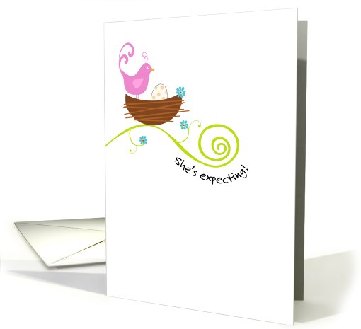 Bird in Nest with Egg - Pregnancy Announcement card (673655)