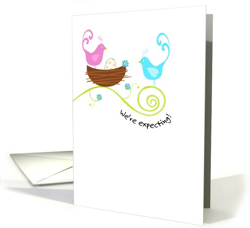 Birds with Nest and Egg - Pregnancy Announcement card (673658)