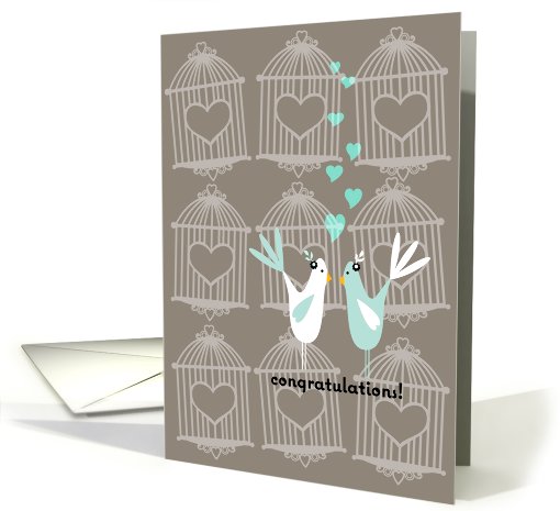 Cute Birds with Cages - Lesbian Wedding Congratulations card (673995)
