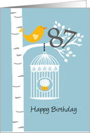 87th birthday - Bird in birch tree card