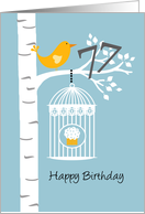 77th birthday - Bird in birch tree card