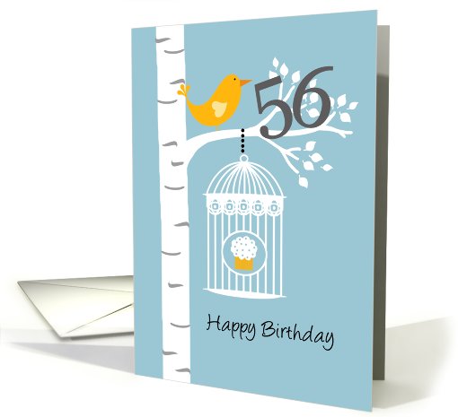 56th birthday - Bird in birch tree card (679159)