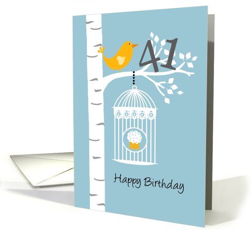 41st birthday - Bird in birch tree card (679255)
