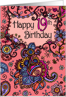 Happy Birthday - Mendhi - 19 years old card