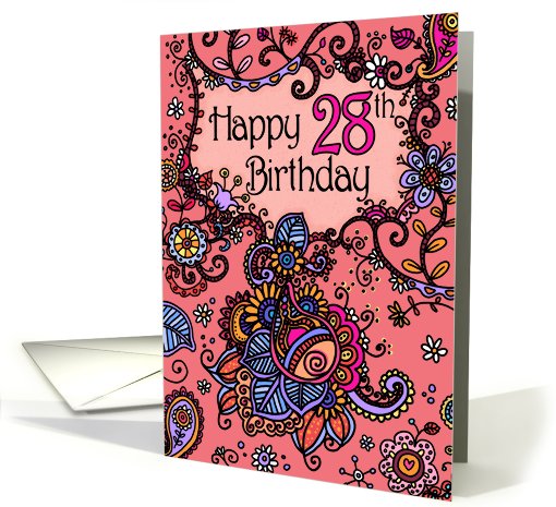 Happy Birthday - Mendhi - 28 years old card (683420)
