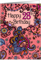 Happy Birthday - Mendhi - 28 years old card