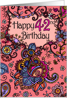 Happy Birthday - Mendhi - 42 years old card