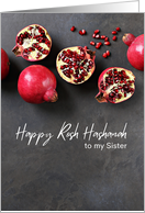 To My Sister - Happy Rosh Hashanah with Pomegranates card