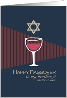 Brother and Sister in Law Happy Passover Wine Glass card