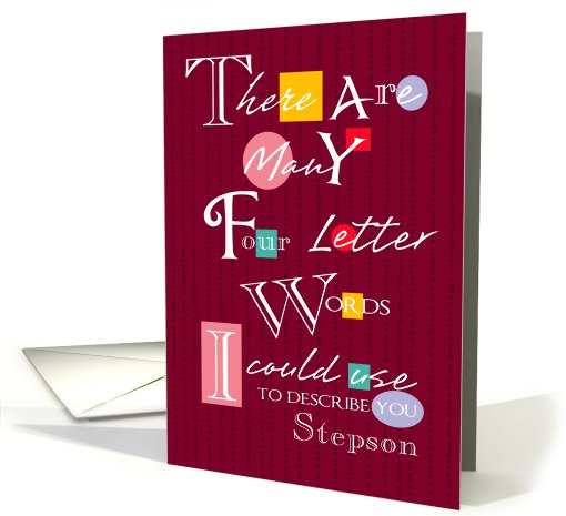 Stepson - Four Letter Words - Birthday card (700844)