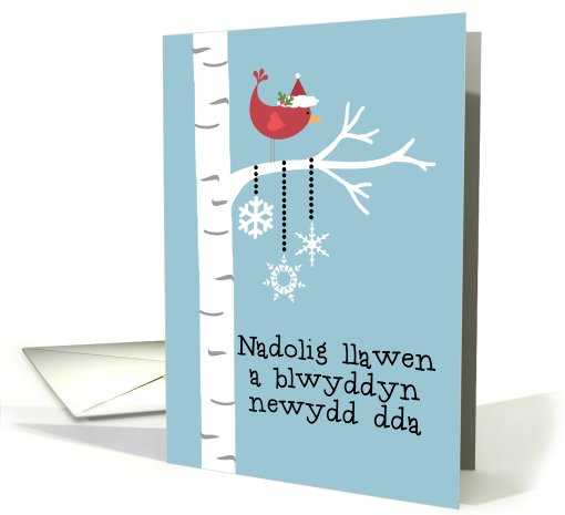 Welsh - Red Cardinal Christmas card (702639)