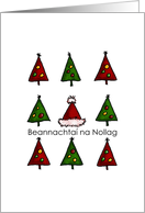 Irish - Trees and Santa Hat Christmas card