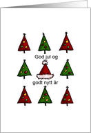 Christmas Trees and Santa Hats Wishes in Norwegian card