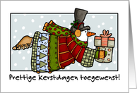 Dutch - Flying Snowman Christmas card