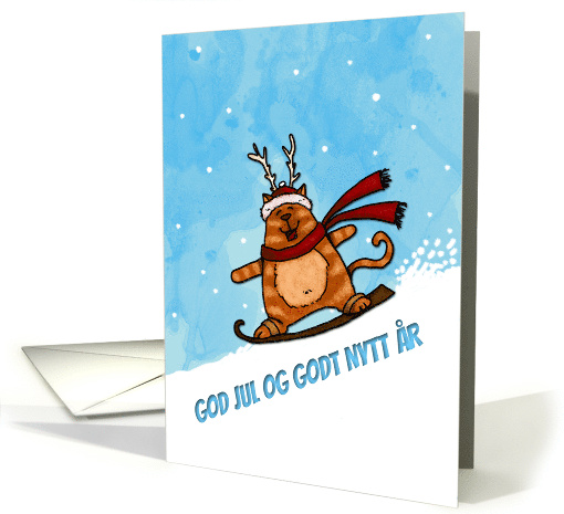 Snowboard Cat Norwegian Christmas Wish card (707199)