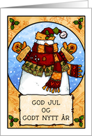 Snowman Hug Norwegian Christmas Wishes card