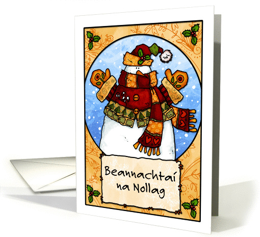 Irish - Snowman hug Christmas card (707802)