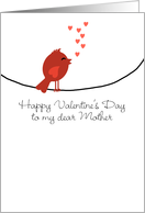 To My Mother- Singing Bird with Hearts - Valentine’s Day card