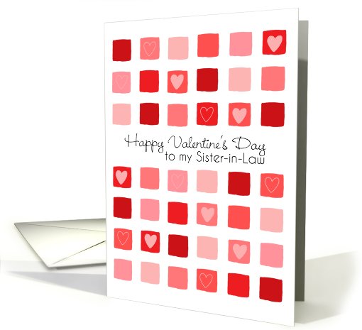 To My Sister-in-Law - Hearts and Squares - Valentine's Day card