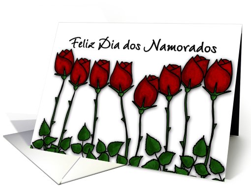 Portuguese - Red Roses - Happy Valentine's Day card (755716)