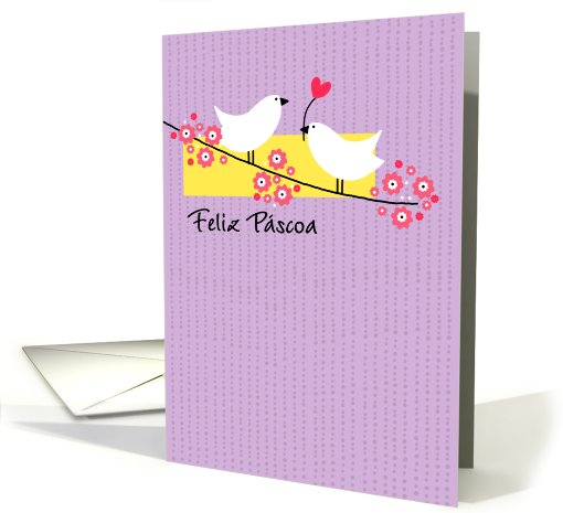 Portuguese - 2 Easter birds on branch card (767901)