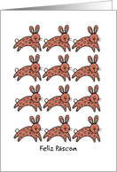 Portuguese - multiple easter bunnies card