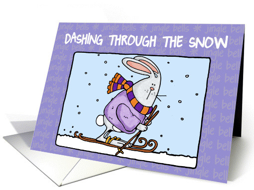 dashing through the snow bunny card (79252)