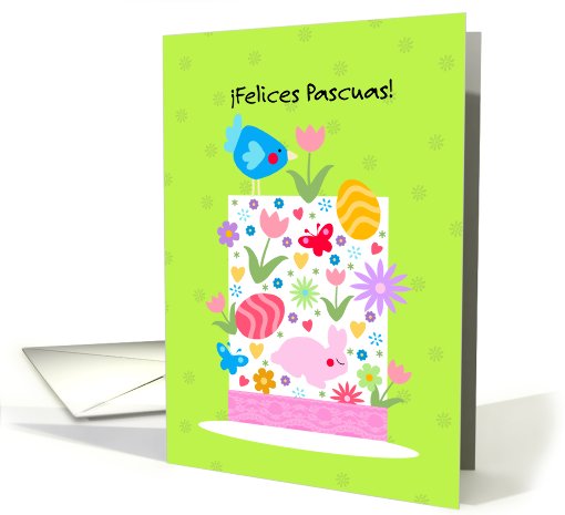 Easter hat - Spanish - Felices Pascuas card (802182)