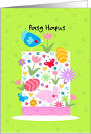 Easter hat - Welsh - Pasg Hapus card
