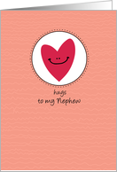Hugs to my Nephew - heart - Get Well card