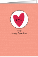 Hugs to my Grandson - heart - Get Well card