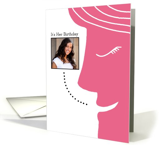 For Her - Modern Birthday Party Invitation - Personalized Photo card