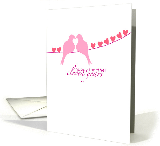 Eleventh Wedding Anniversary - Doves and Hearts card (833324)