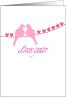 Eleventh Wedding Anniversary - Doves and Hearts card