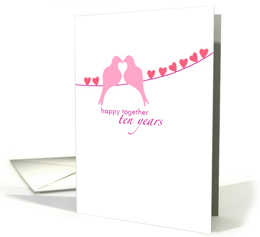 Tenth Wedding Anniversary - Doves and Hearts card (833333)