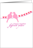 Fifteenth Wedding Anniversary - Doves and Hearts card